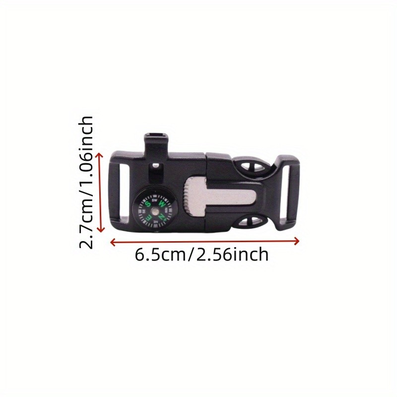 4pcs Outdoor Survival Buckle with Compass Whistle Fire Starter Black Backpack