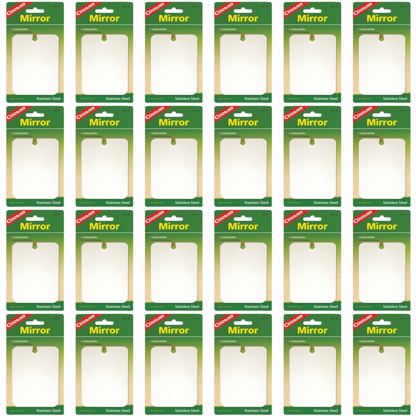 Coghlan’s Stainless Steel Mirror Unbreakable Compact Survival Mirror (24-Pack)