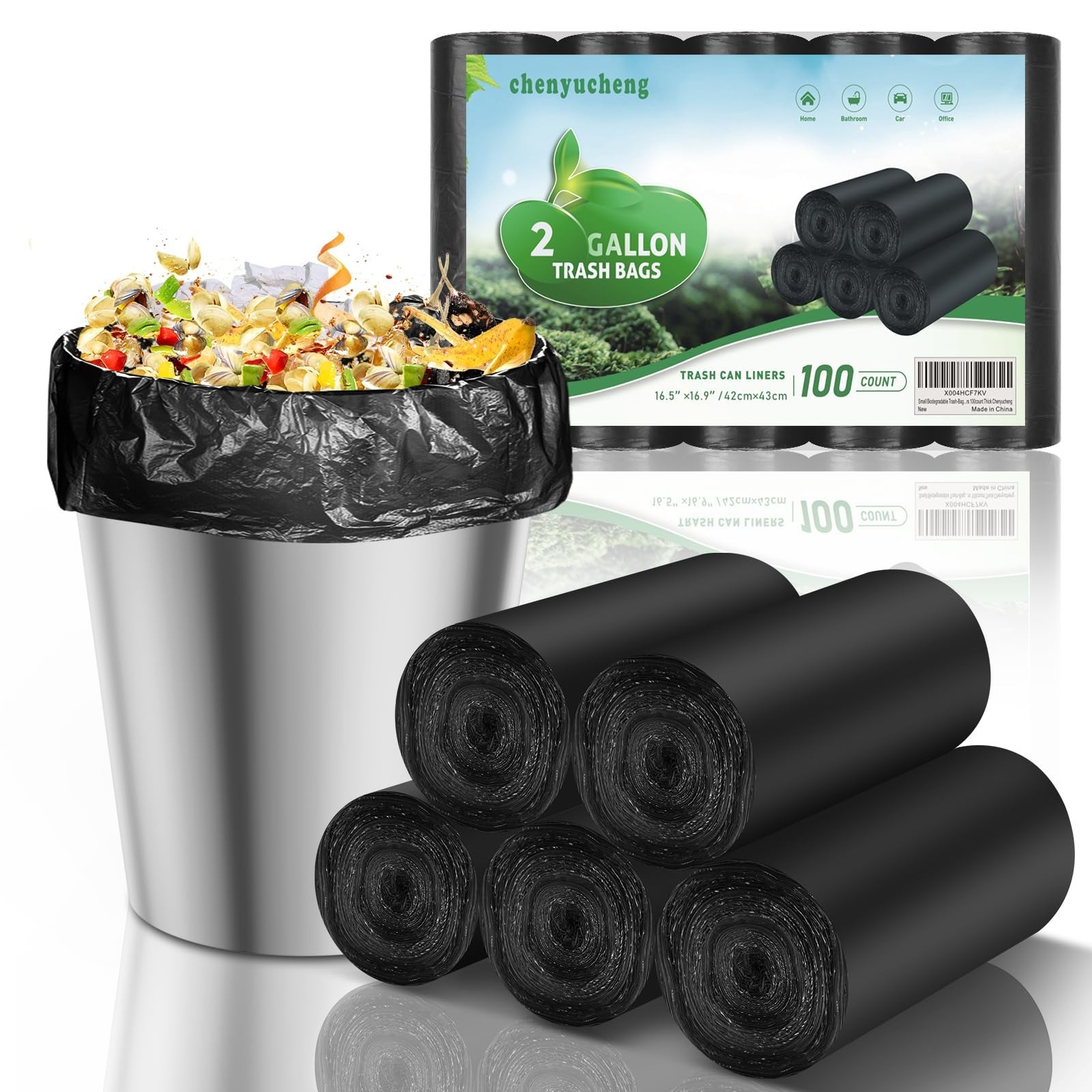 Small Biodegradable Trash-Bags Bathroom 2 Gallon-Black – Mini Garbage Bags Co…