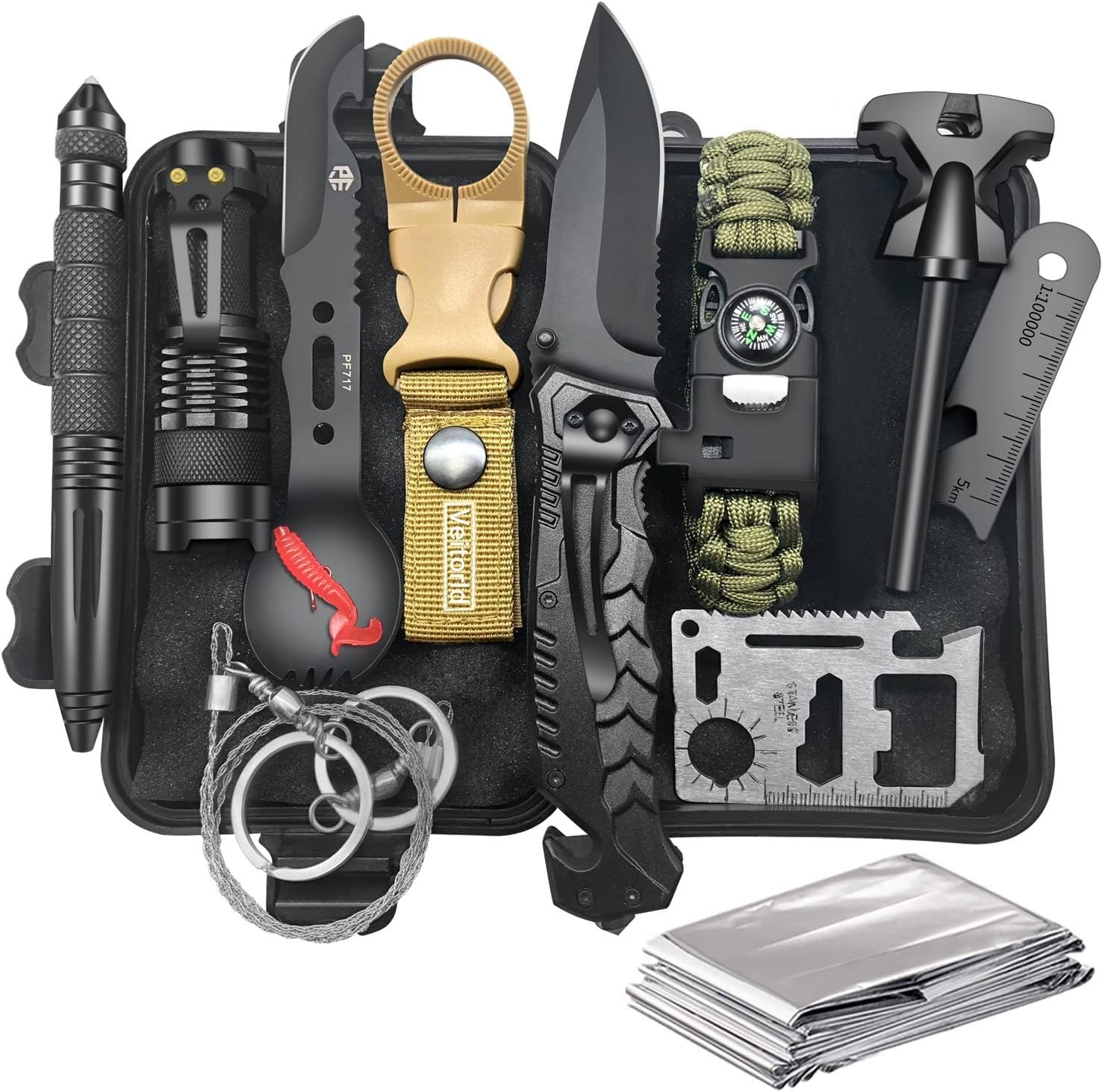 Lightweight Survival Gear 12-in-1 Kit – Essential for Fishing, Camping & Hunting
