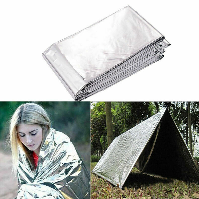 Emergency Survival Blankets 82 x 51 in Outdoor Waterproof Thermal Mylar Lot of 5