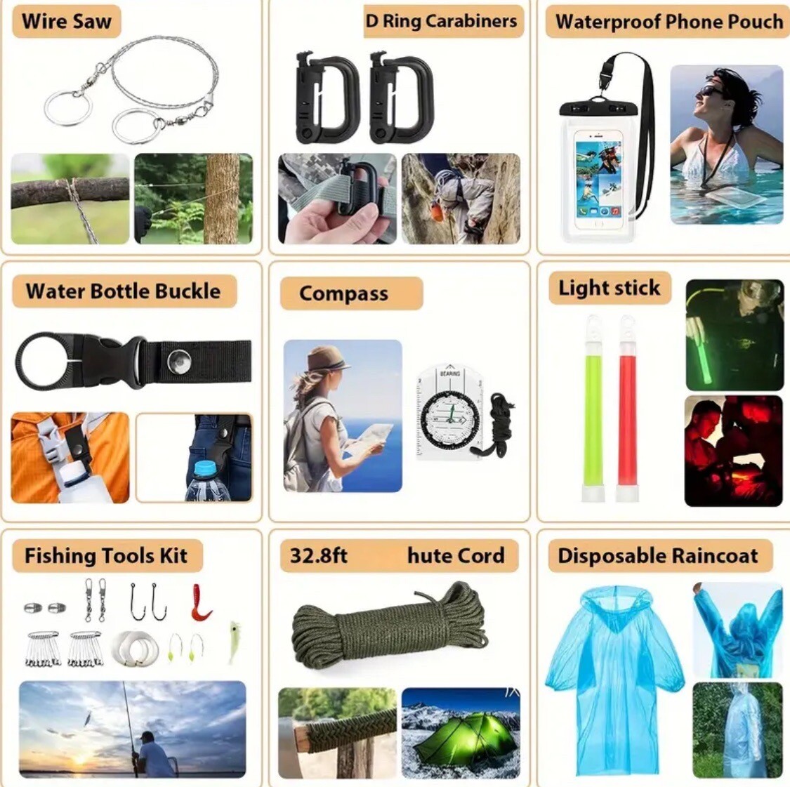 Emergency Survival Kit First Aid Bug out Military Prepper Kit 252 Piece Set