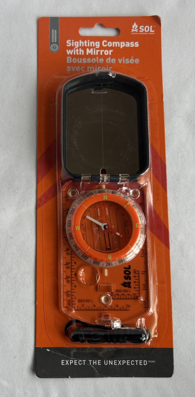 NEW SOL Sighting Compass With Mirror – Glow in the Dark -Breakaway Laynard NEW