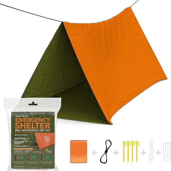 Lot 2 Emergency Survival Shelter Mylar Tube Tent 2 Person Tent Swiss Safe