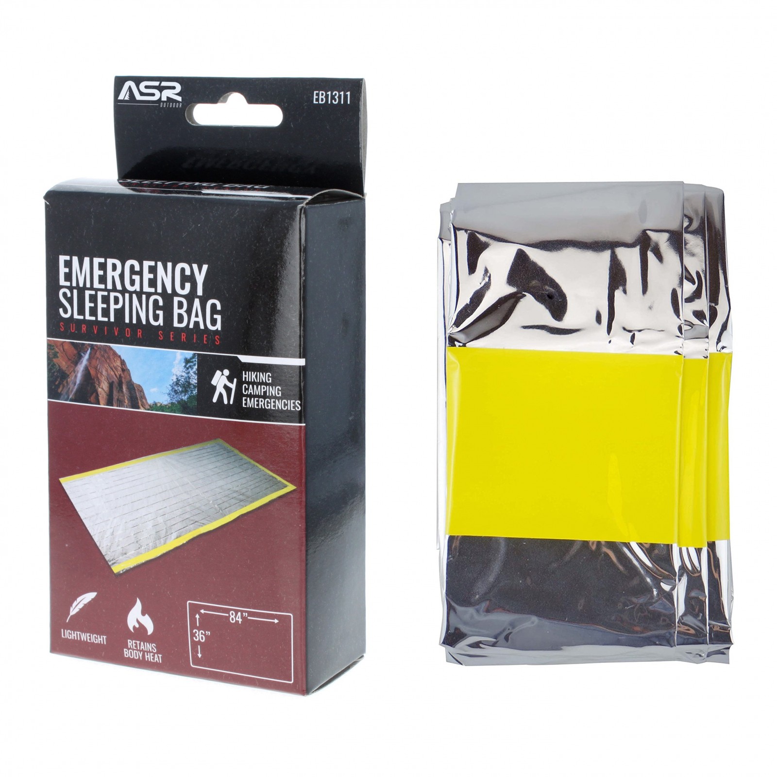 Emergency Sleeping Bag Mylar Insulated Heat Light Weight 84×36 Inch