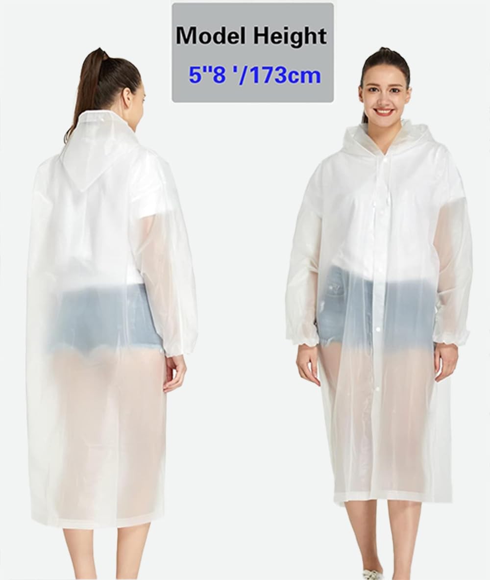 Rain Coat Poncho for Adult, 2 Pack Women Men Reusable Raincoats Emergency wit…