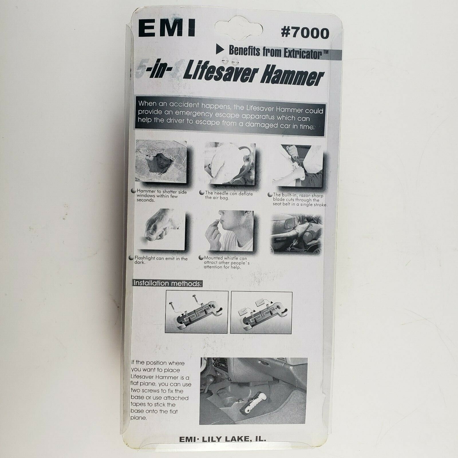 EMI Extricator 7000 Lifesaver Hammer Seatbelt Cutter Flashlight Emergency Tool