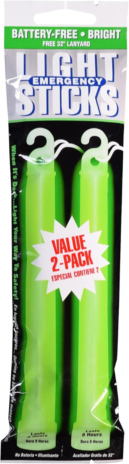 27217 8-Hour Emergency Lighsticks (2 Pack), Green