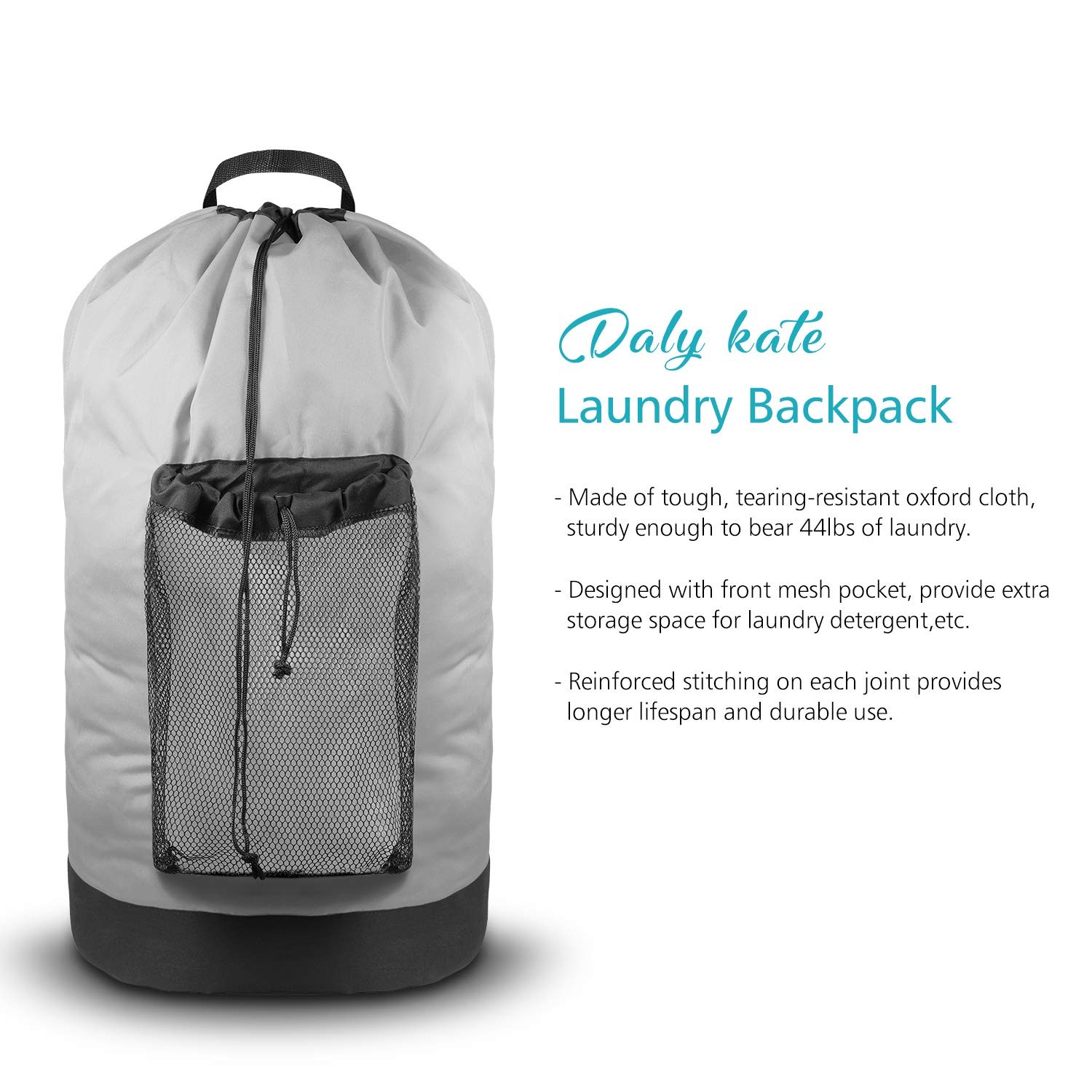 Dalykate Backpack Laundry Bag, with Shoulder Large, Grey
