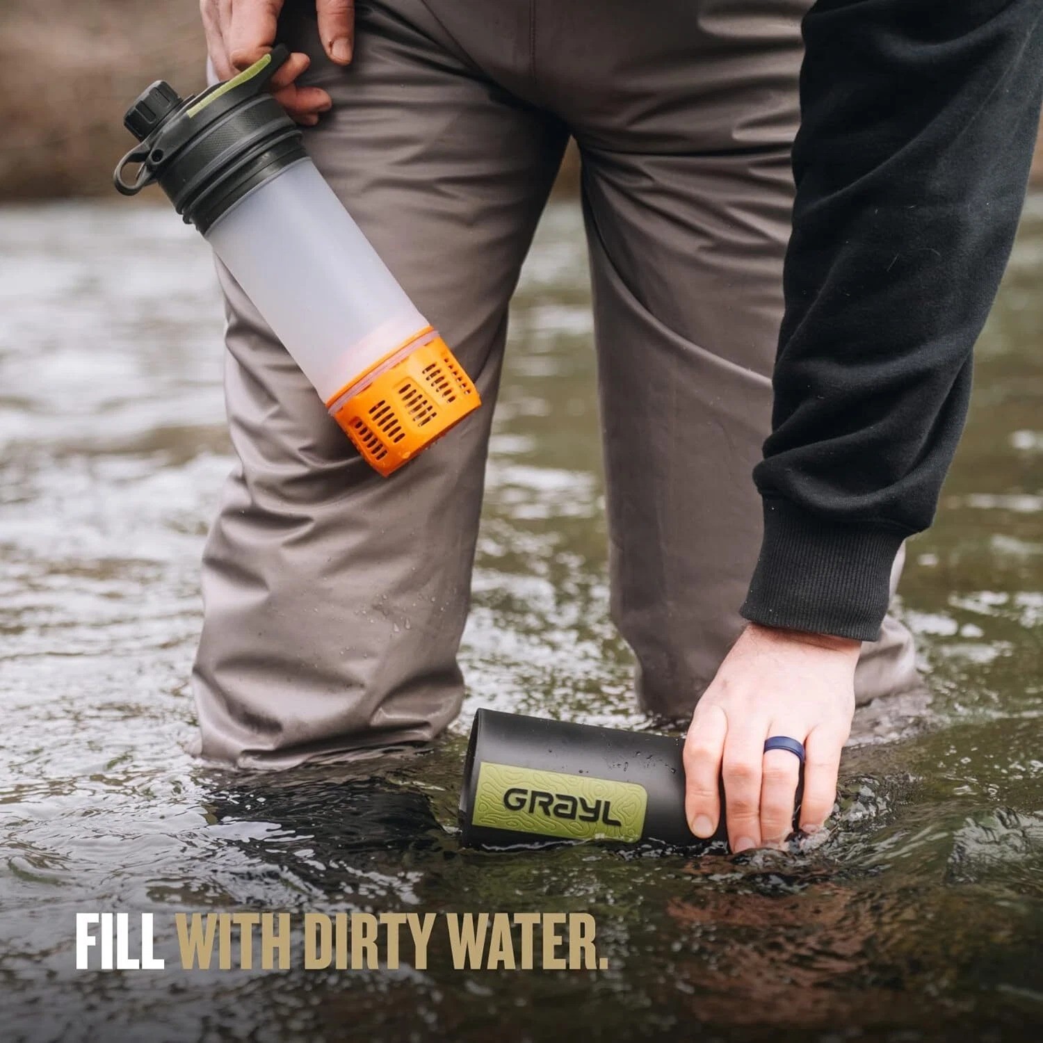 Grayl GeoPress 24oz Water Purifier Bottle Outdoor Survival Portable Filter
