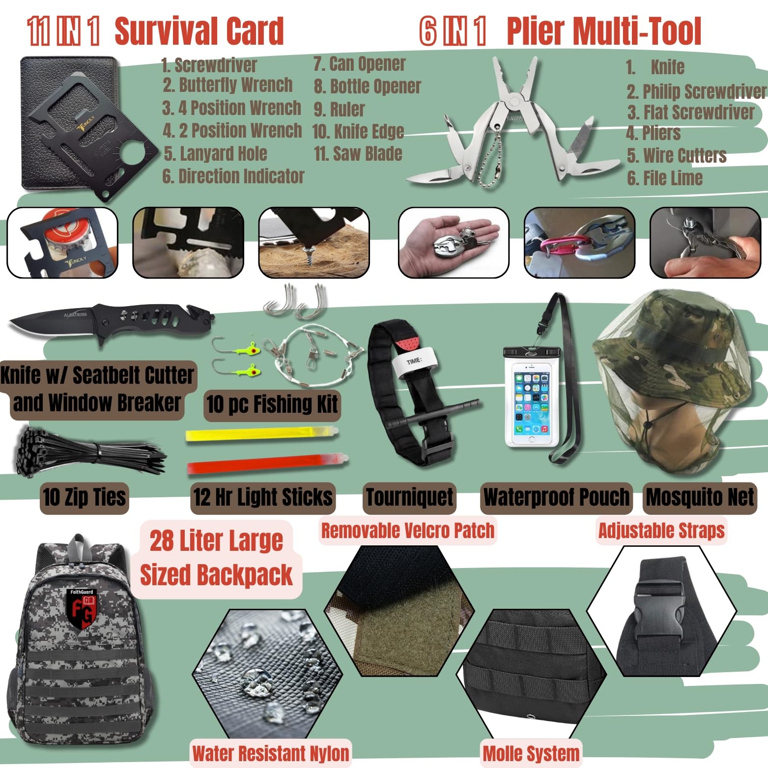 Survival Kit 460 PC Complete First Aid & Tactical Backpack – Emergency