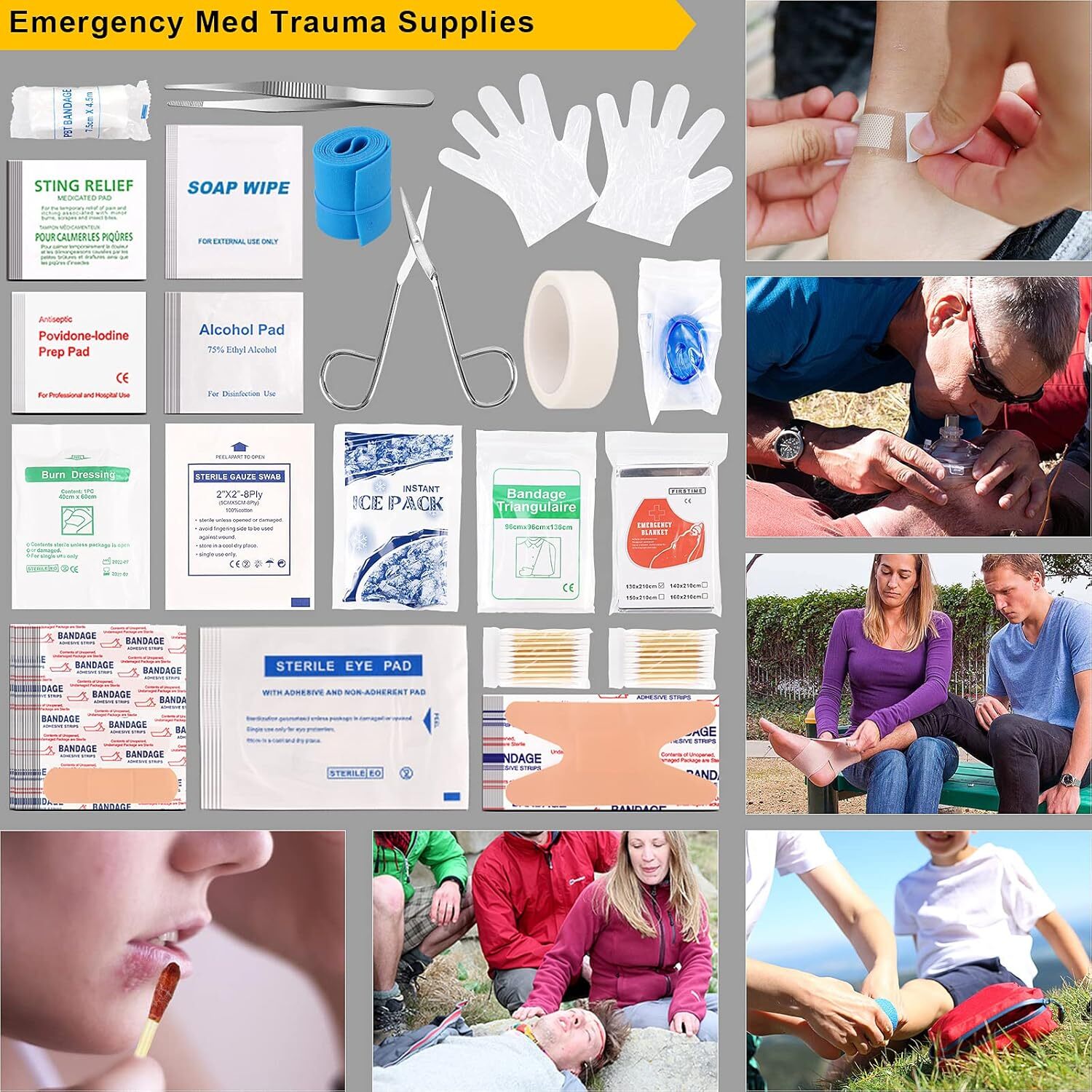 Emergency Survival Kit Bag First Aid Bug out Military Prepper Kit 200Pcs Bag