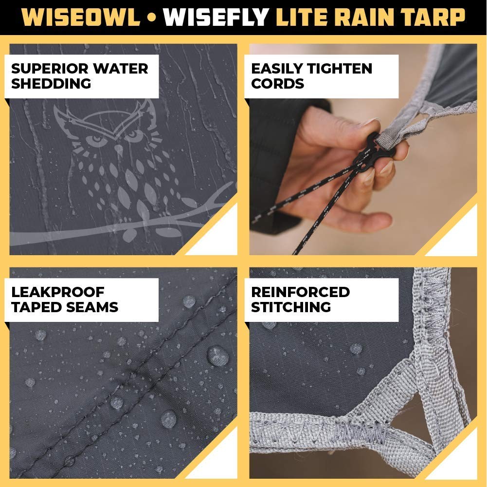 Wise Owl Outfitters Hammock Rain Fly – Waterproof Standard (26 oz), Gray