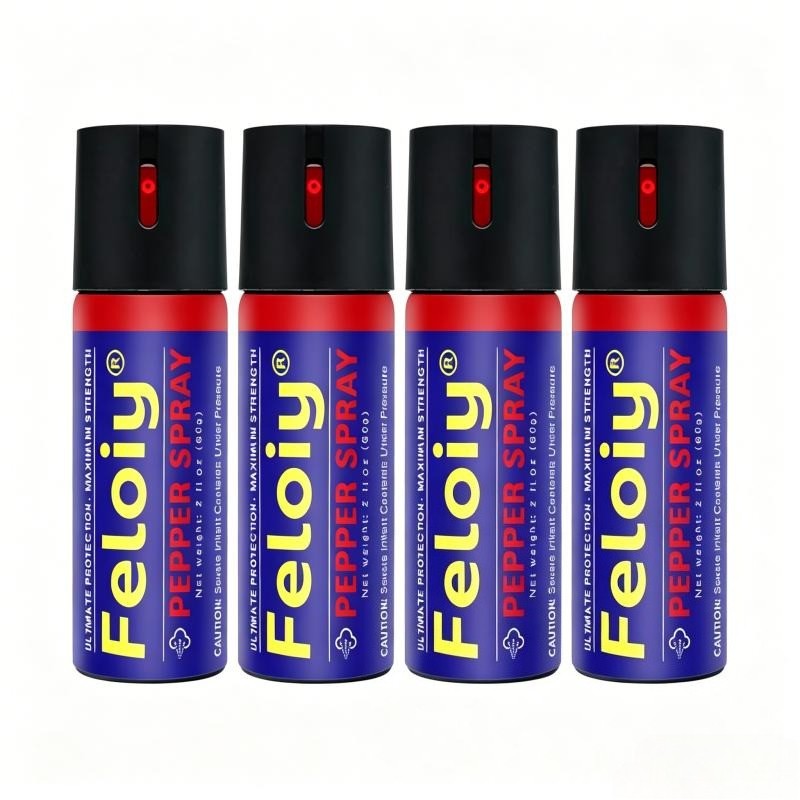 4 Bottles Feloiy Pepper Spray 2oz Flip Top Self Defense Security Protection