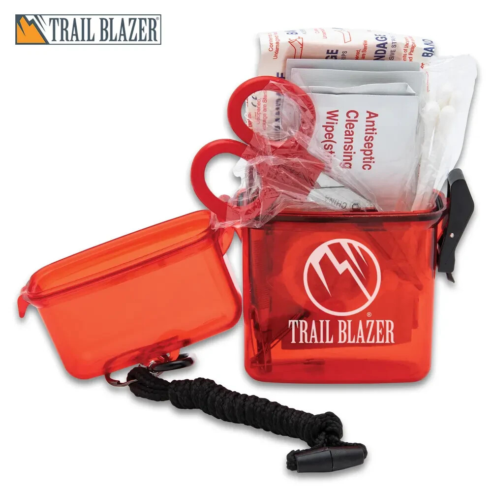 Trail Blazer Waterproof Survival First Aid Kit with Lanyard, 65pc, Free Shipping