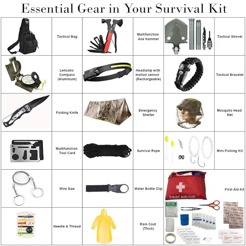 Survival Kit – All-in-One Survival Gear and Supplies for Black (Oxford Fabric)