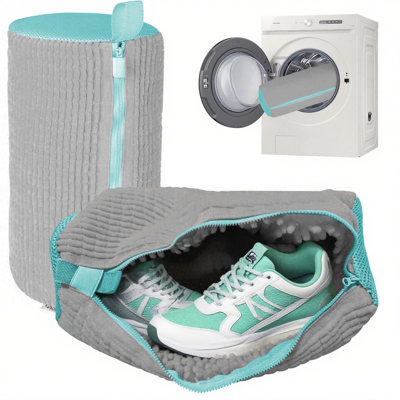 Shoe Washing Machine Bag, 2 Pack Sneaker Cleaner Kit Extra Large, Gray-2P