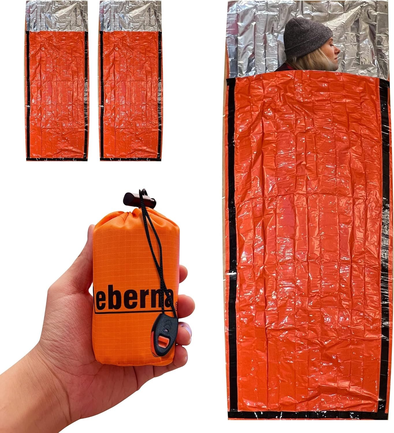 Emergency Sleeping Bags 2 Pack | Portable 2 Bags, Silver