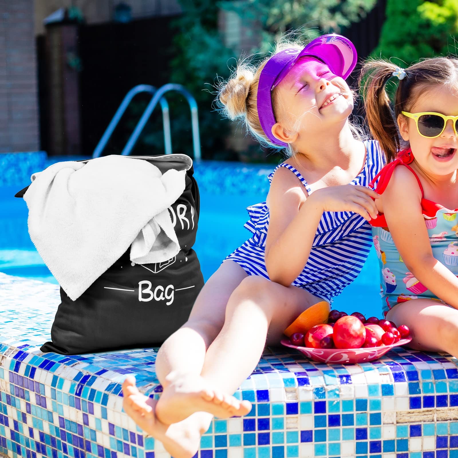 2 Pcs Large Travel Laundry Bags – Waterproof Wet Dry 14.9 x 18.8, Black+Grey