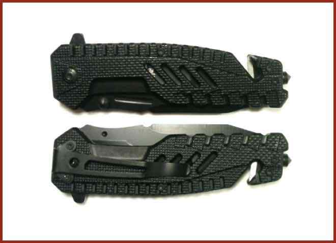 Survival Tactical Knife Black w Glass Bk + Multi-Function Pocket Knife with Saw