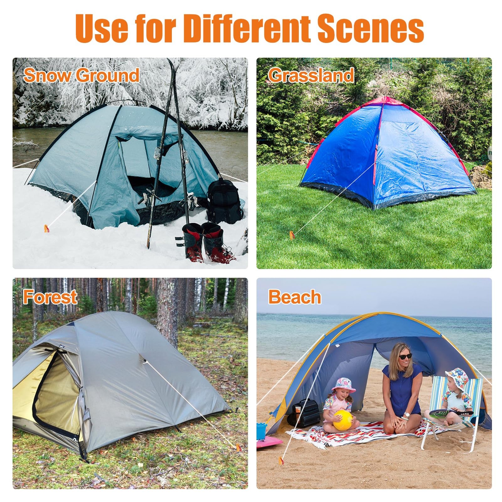Eurmax USA Hiking Camping Tent Stakes and Hammer Set 9inch(6PCS), Gold
