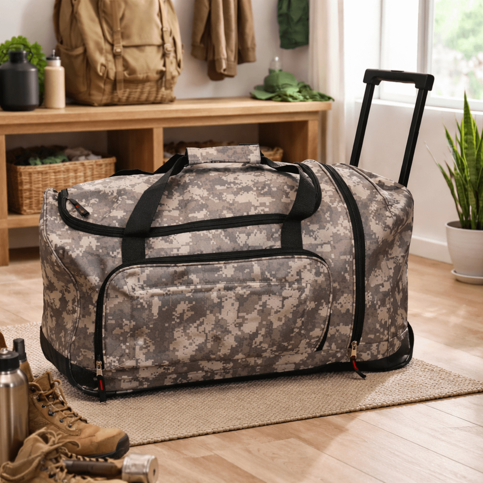 WSK Tactical Survival Bag with Roomy Pockets and Wheels for Emergency Gear