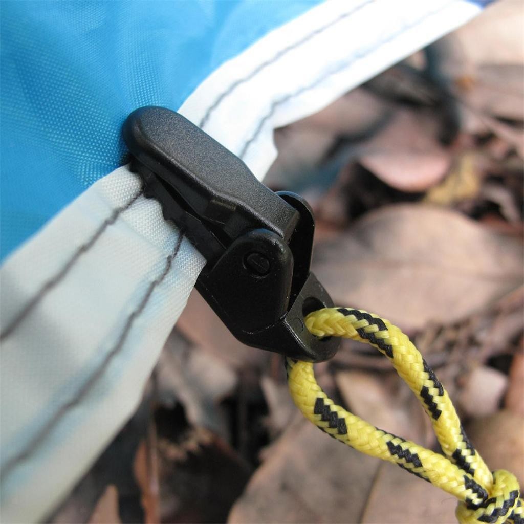 10 Pieces Tent Clamp Snap Clips + 20m Tent Guy Line Rope Cord Paracord