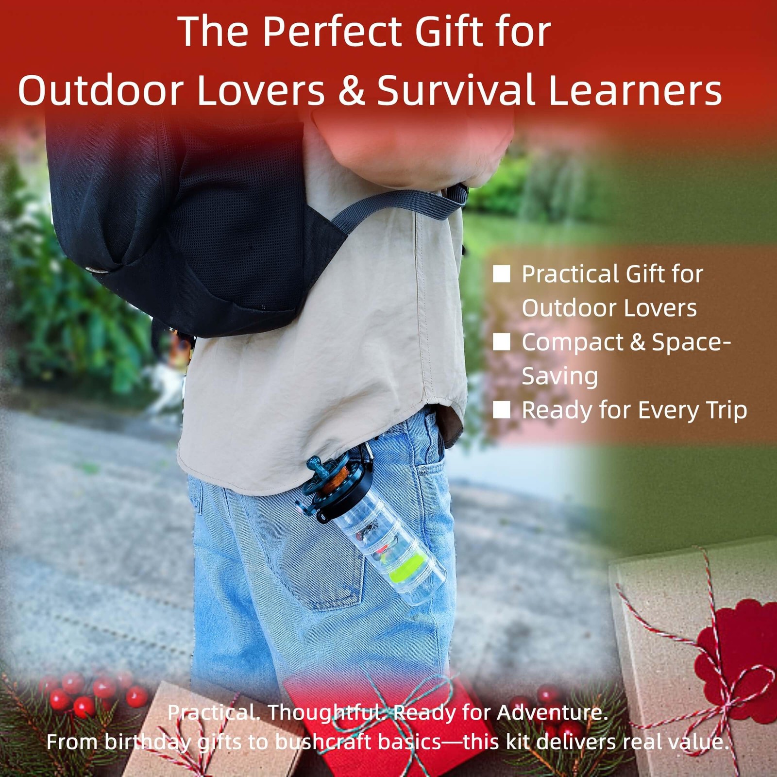 LoDinpo Pocket Fishing Rod Kit, All-in-One Survival Gear Small