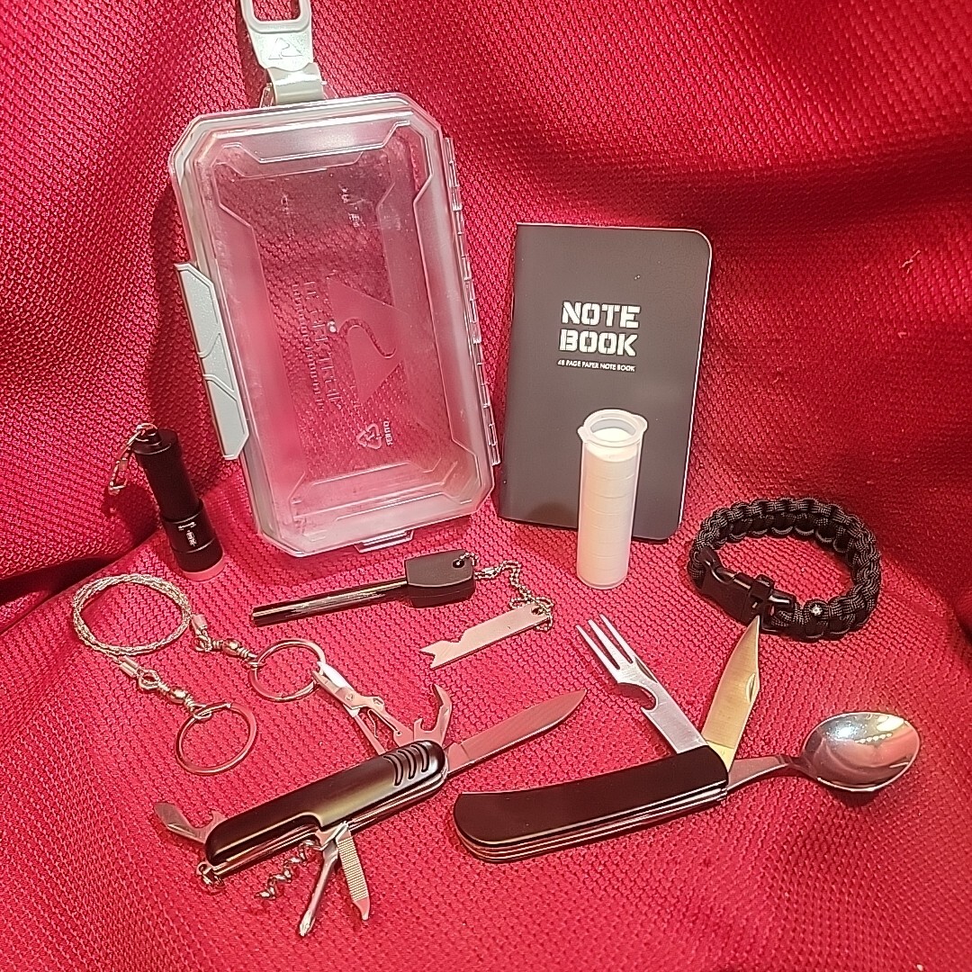 WILDERNES SURVIVAL KIT 16 Pc. knife flashlight cord waterproof camping Emergency