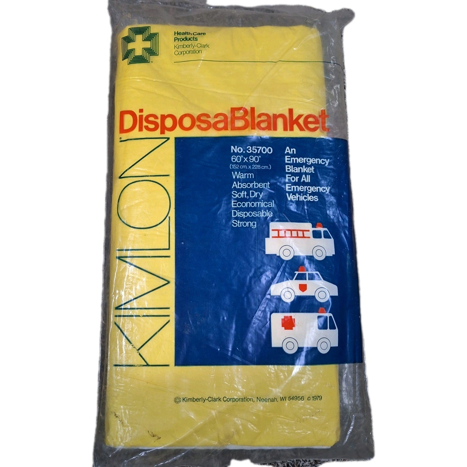 1970s Emergency Blanket Vintage 60″ X 90″ Camping Cold Weather Yellow Disposable