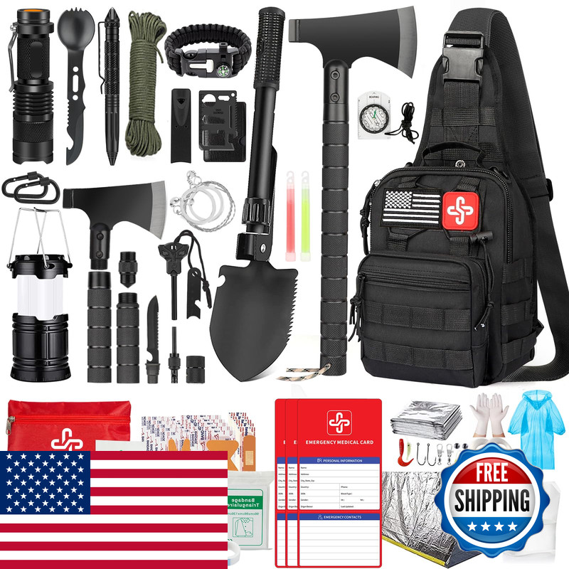 Rikojuxi Survival Kit 262Pcs Survival Gear And Supplies First Aid Kit Pouch And
