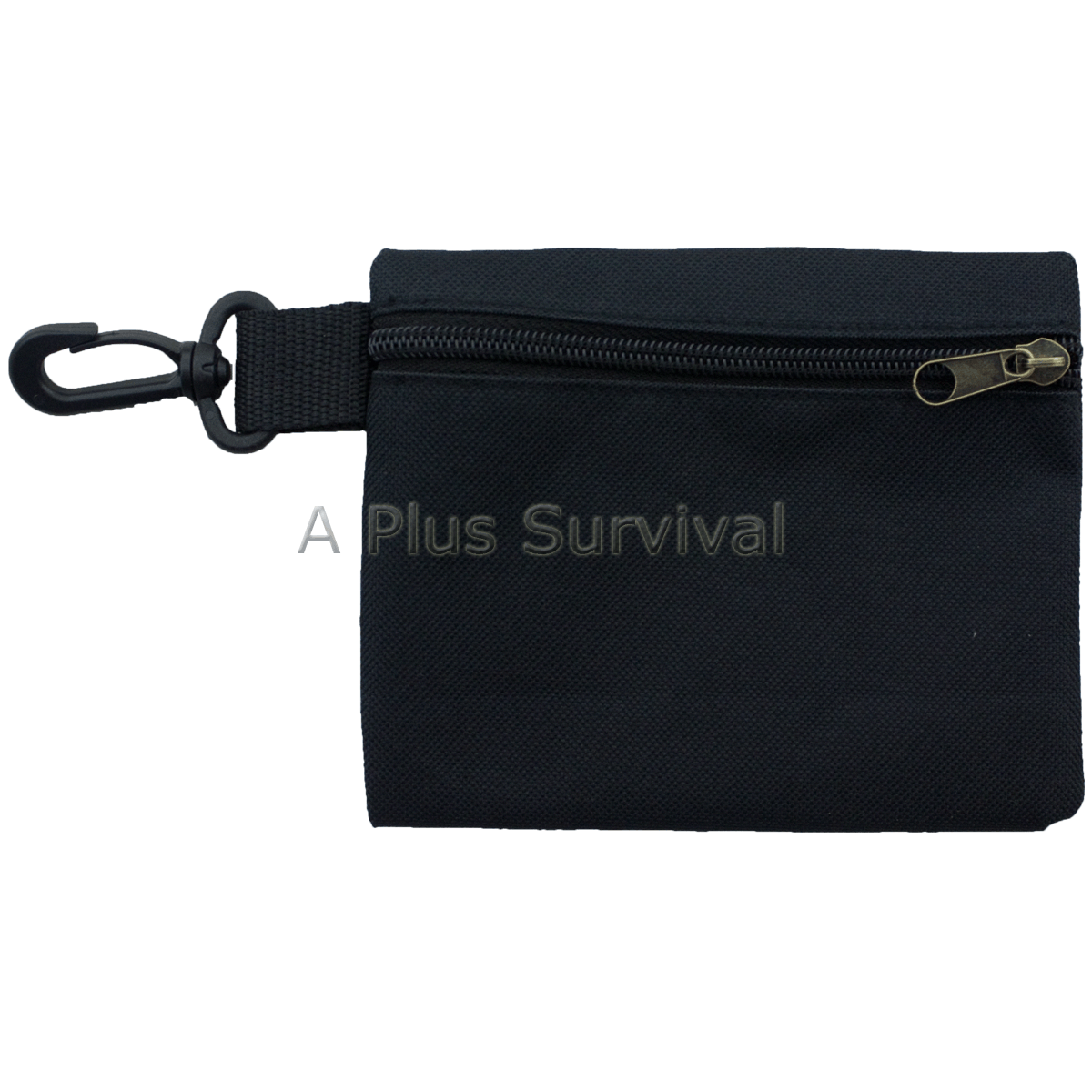 Small Multi Purpose Black Zipper Bag with Clip – First Aid Parts Survival Kits