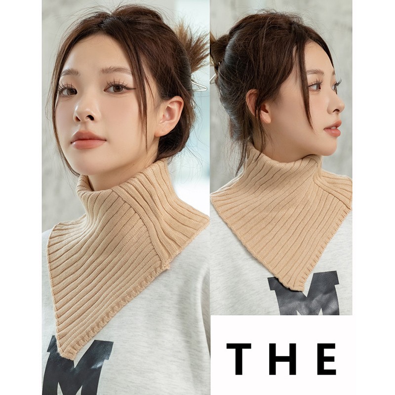 Detachable Striped Knitted Turtleneck Collar For Women False Neck Guard Collar