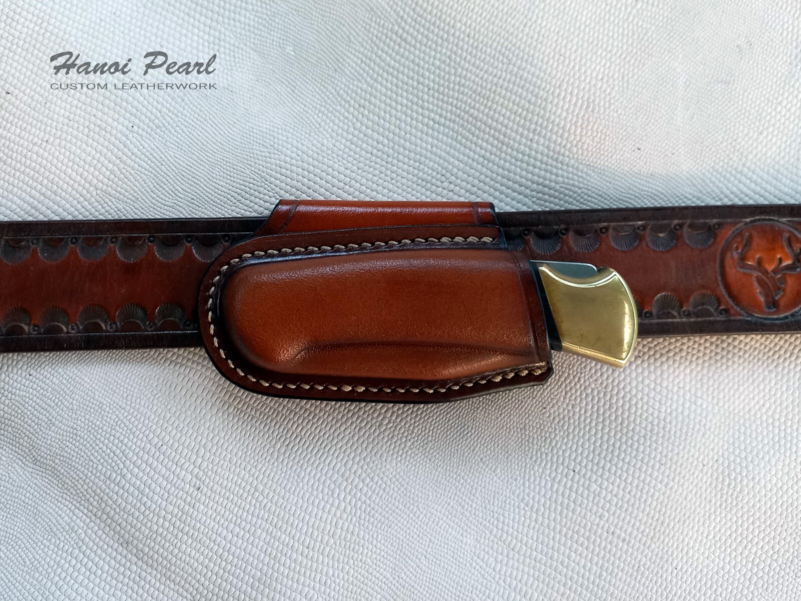 Buck 112 Ranger Sheath | Custom Horizontal Leather Sheath | Left Handed Sheath