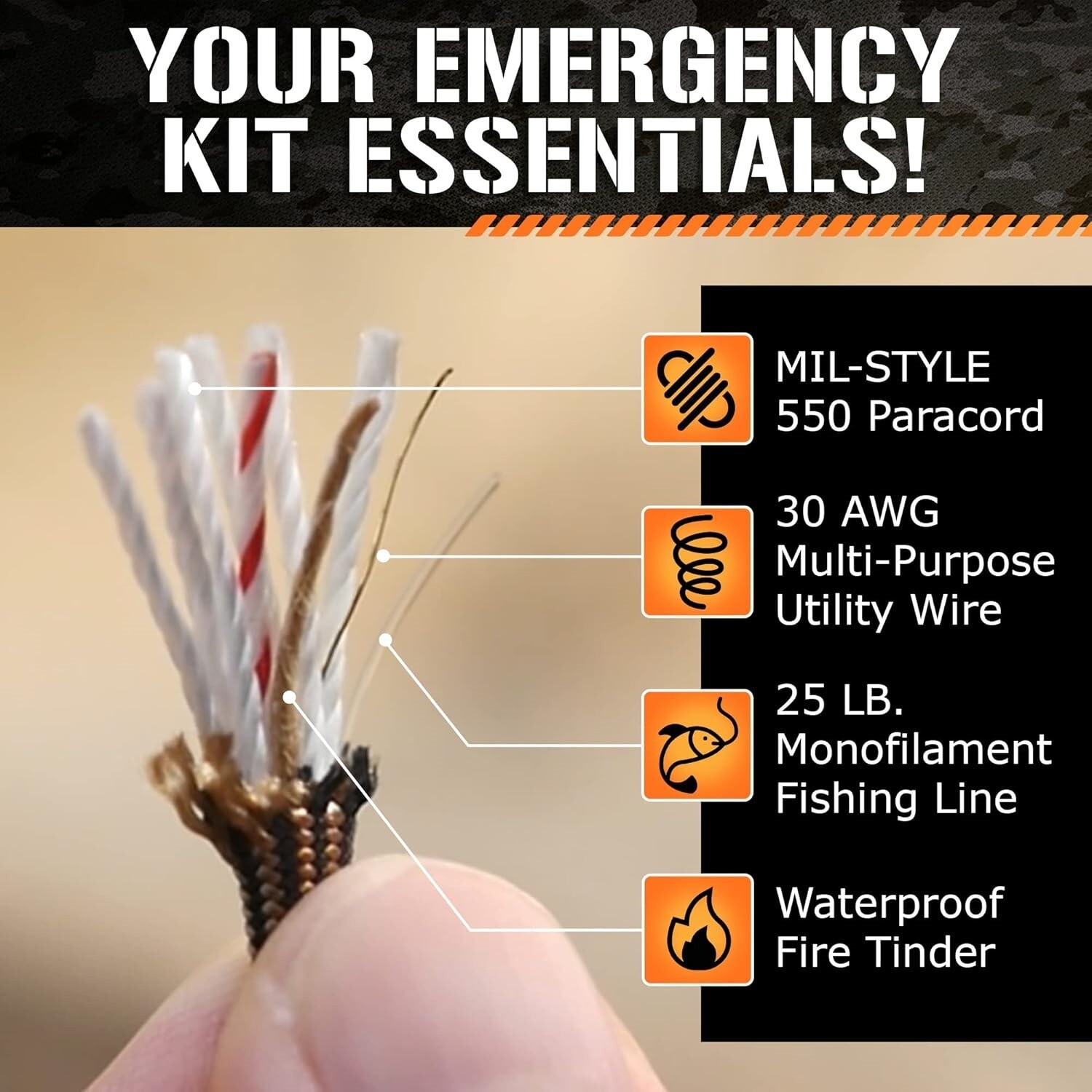 Cuerda de paracaidas Cordon de Paracord para acampar supervivencia 100 FT NEW US