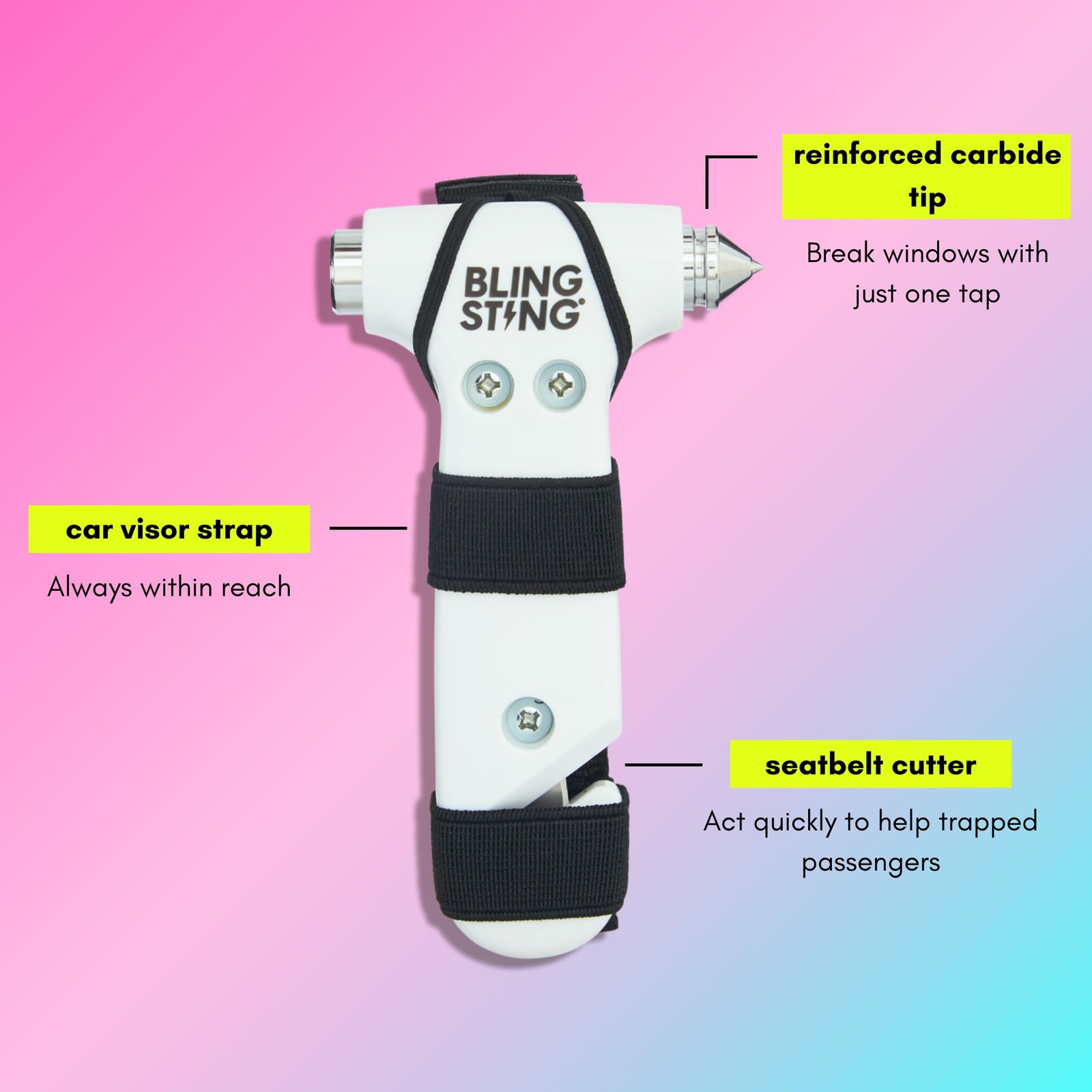 BLINGSTING – Safety Hammer – Emergency Escape Hammer for the Car