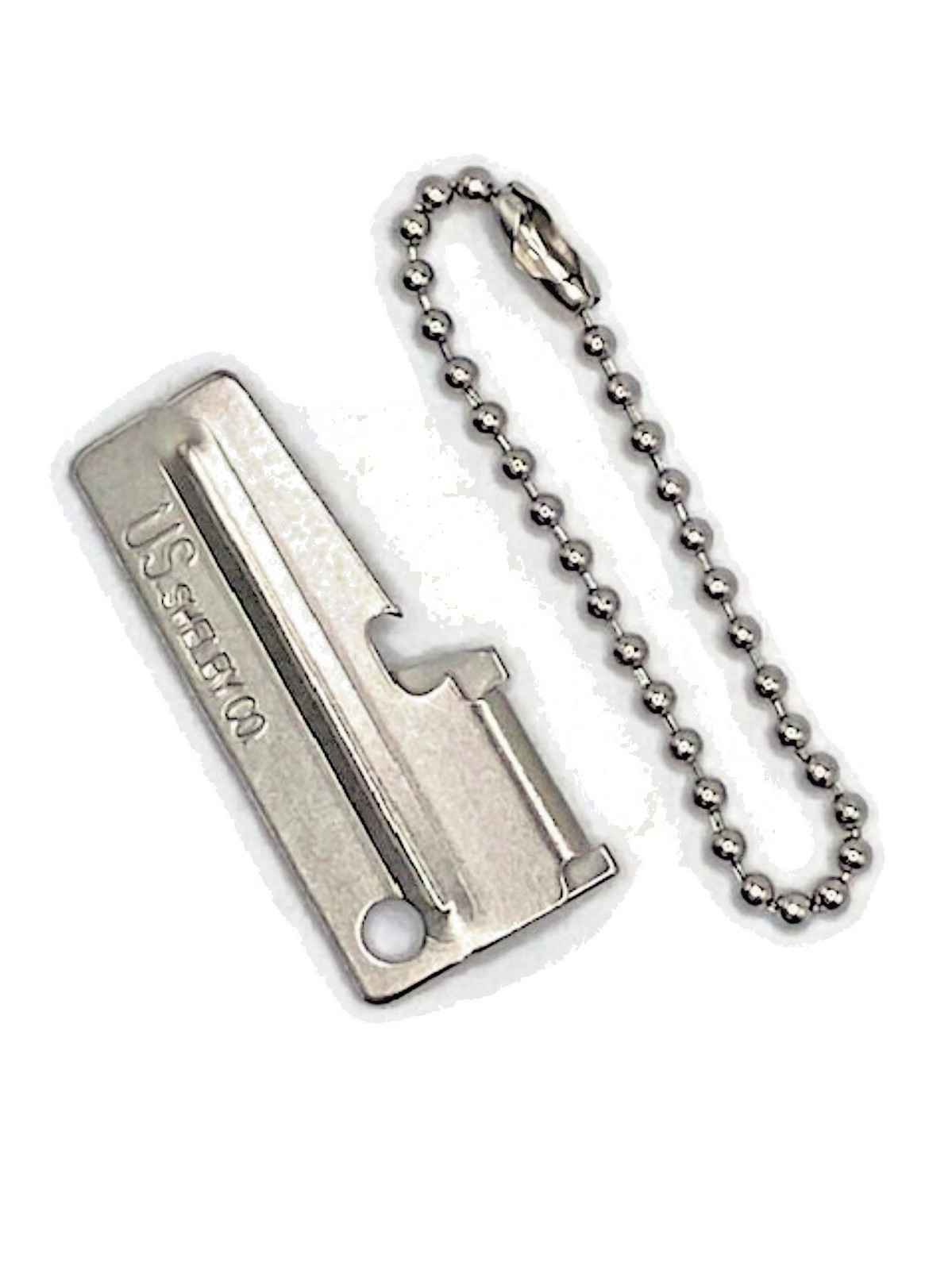 Original US Army Issue P38 Can Opener – 4½” Ball Chain/Dog Tag Chain