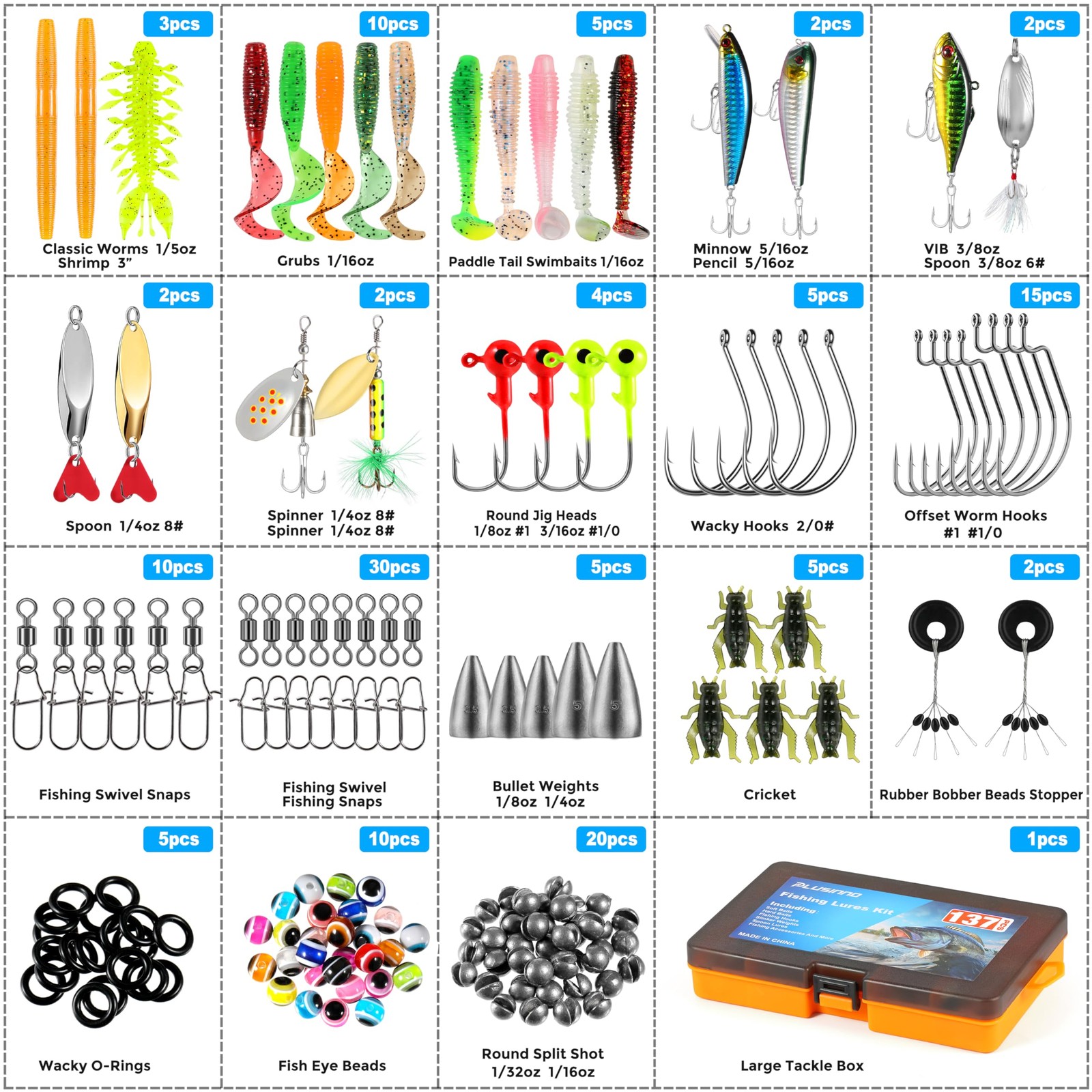 PLUSINNO Fishing Lures, 137Pcs Tackle Box with Included, Crankbaits,…