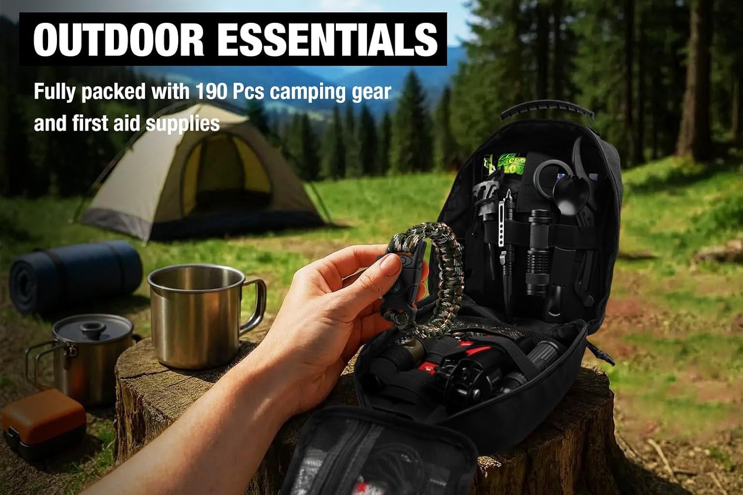 Survival First Aid Kit, 190 Pcs Survival Gear and Medical Supplies, Military IFA