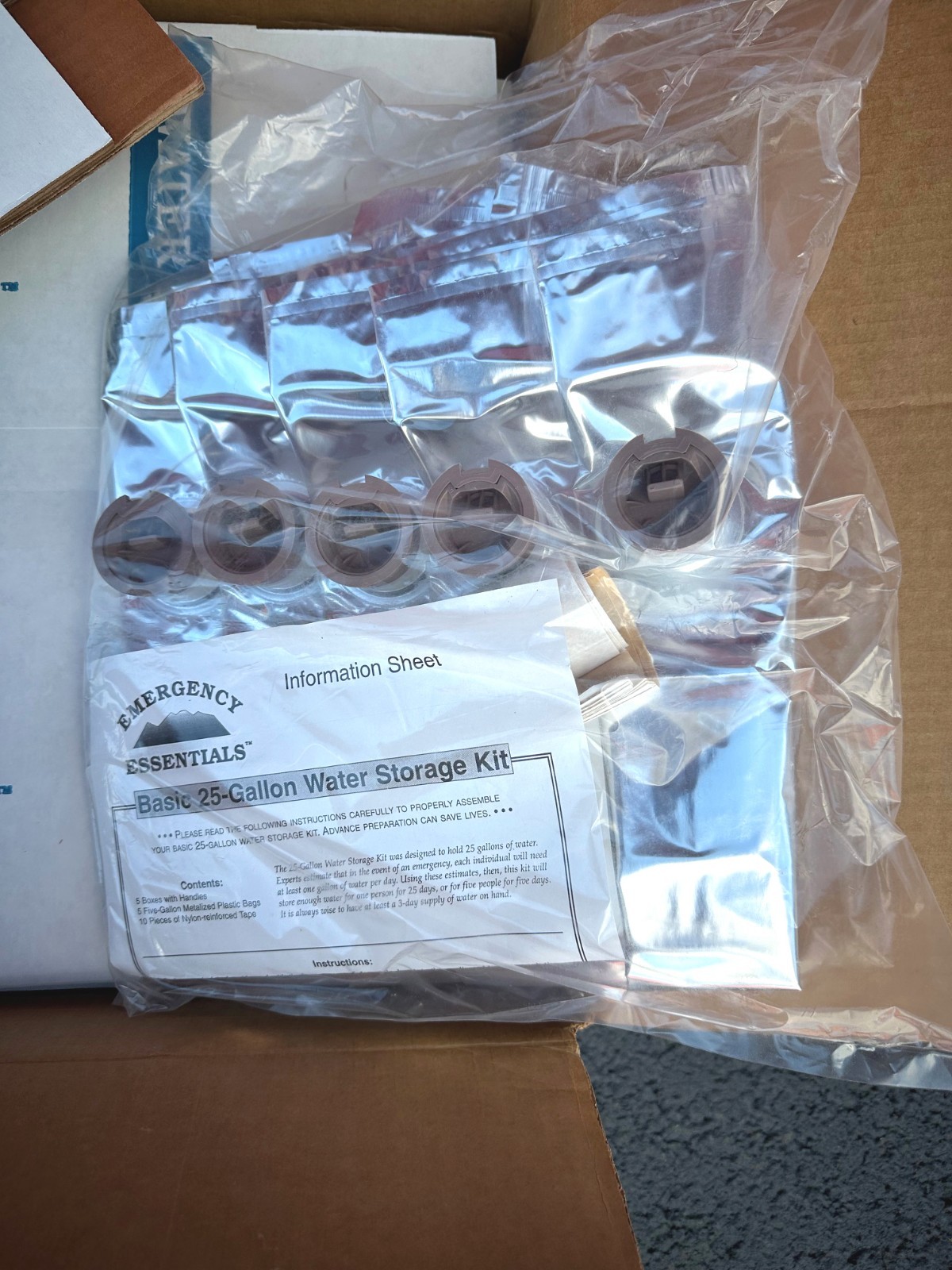 5 PACK EMERGENCY ESSENTIALS (5 X 5 GALLON) DELUXE PORTABLE WATER SANITATION KIT