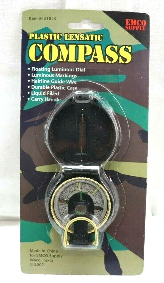 RedRock 451BLK Black Plastic and Brass Lensatic Compass each E9525