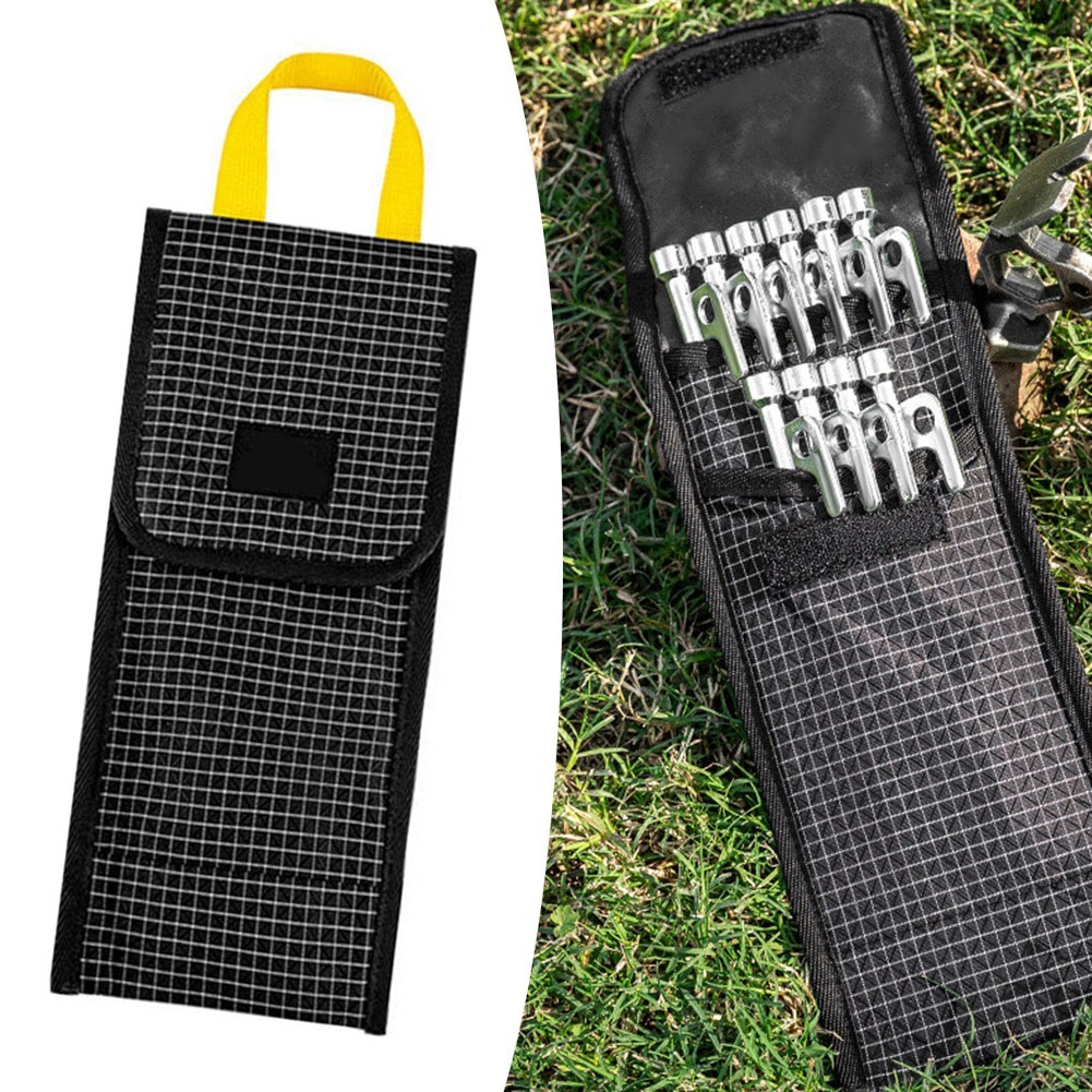 Tent Nail Storage Bag for Outdoor Use Featuring Integrated Hammer Compartment