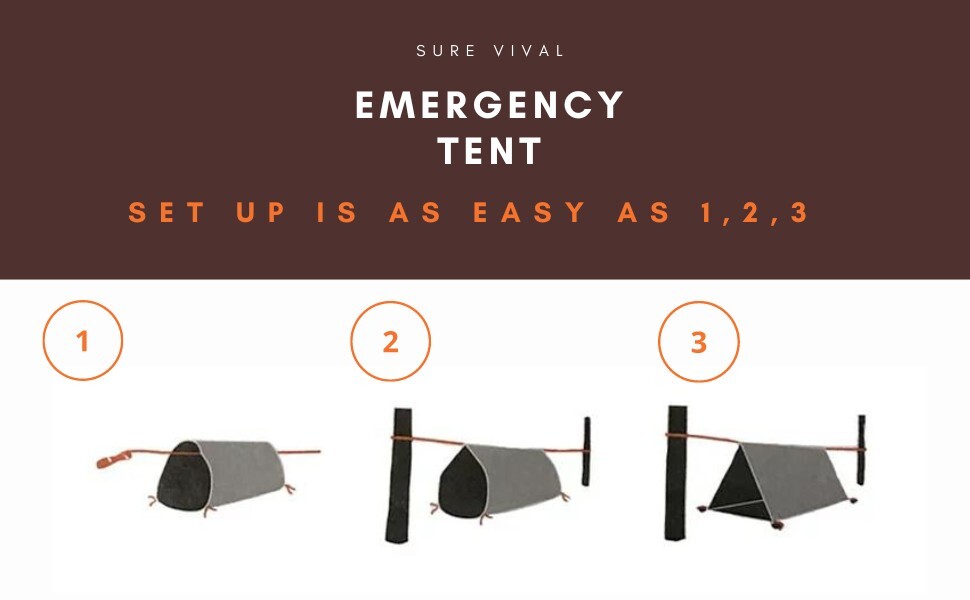 SUREVIVAL Emergency Tent- paracord & whistle -Water Proof, Wind Resistant