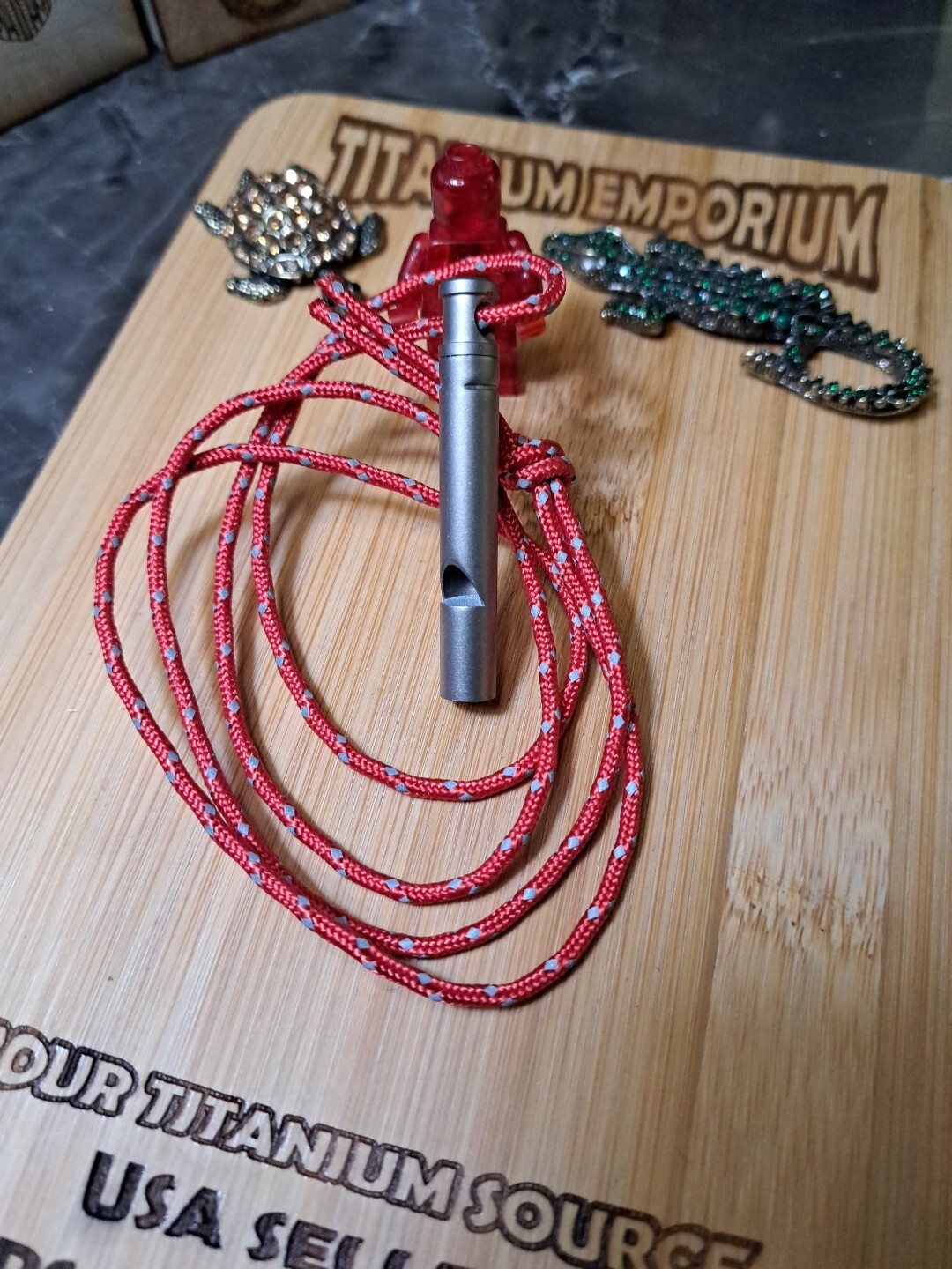 Small Titanium Alloy Whistle With Lanyard