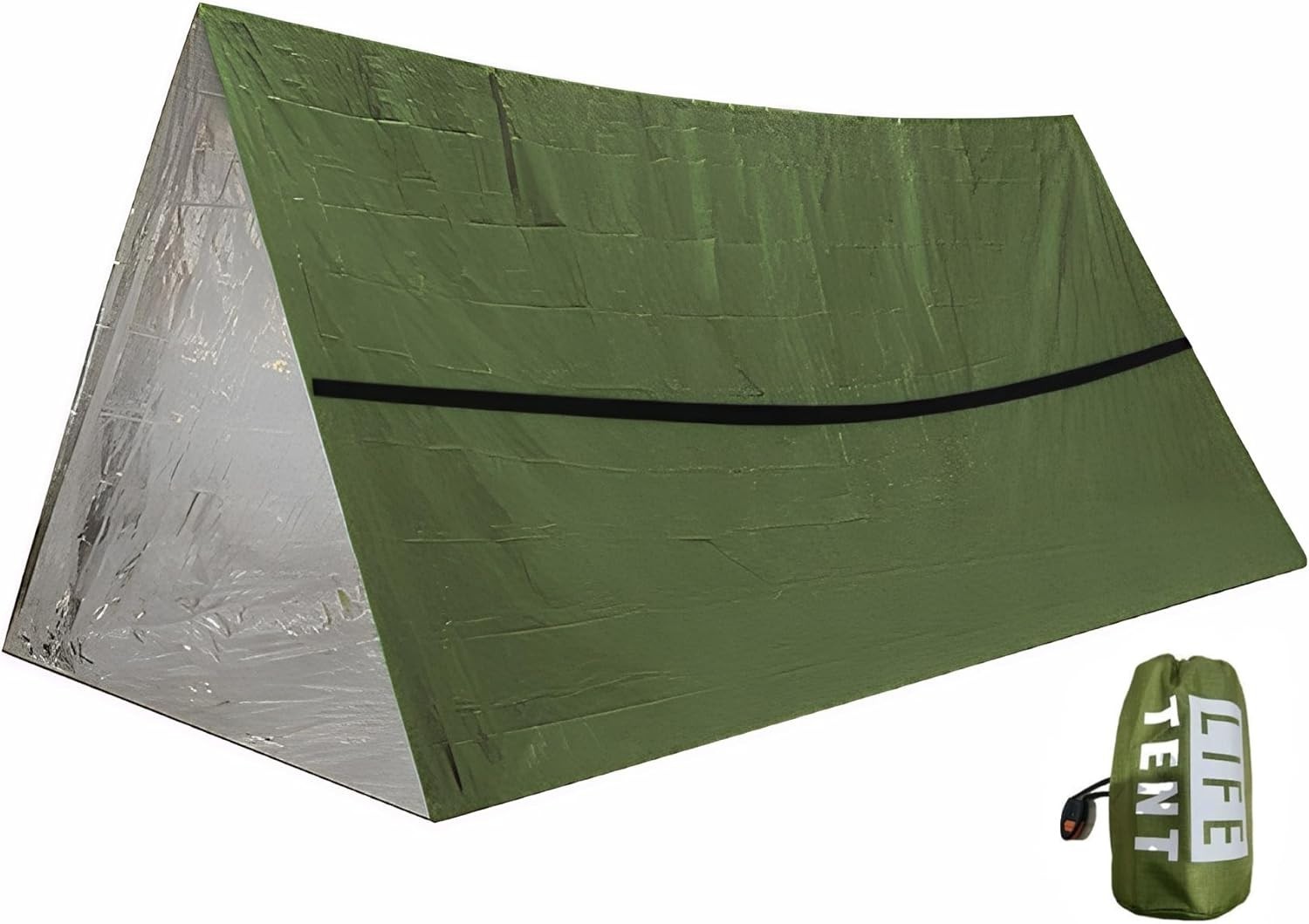 Emergency Survival Tent. 2-Person Tube Shelter Waterproof & Windproof Reusabl…