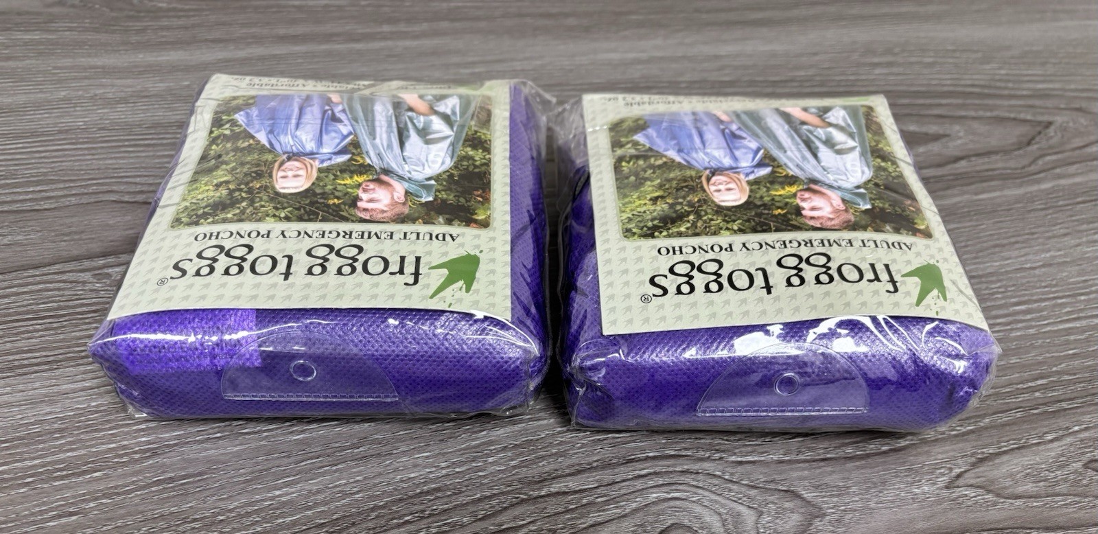 2 X Frogg Toggs Adult Emergency Poncho Purple One Size Fits All 44″W x 40″L NWT