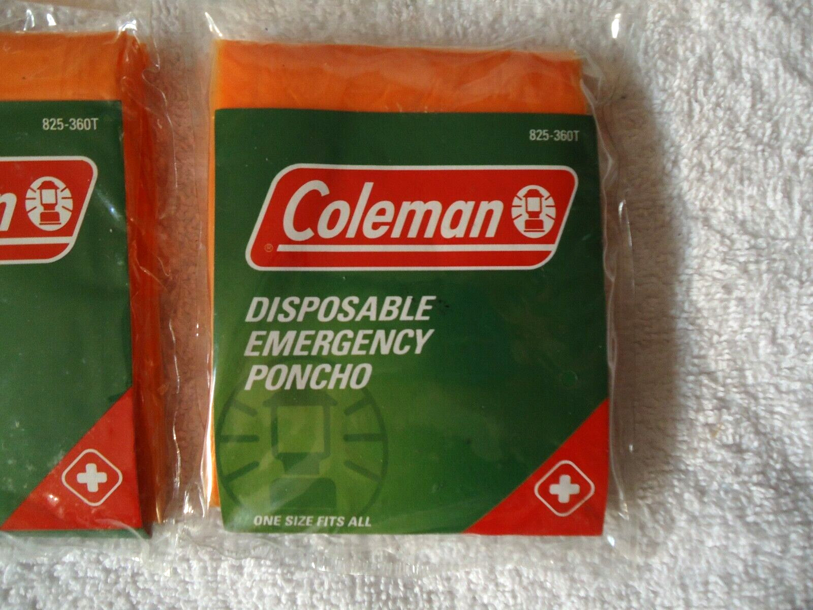 Lot Of 2 ” NIP ” Coleman # 825-360T Orange Disposable Ponchos One Size Fits All