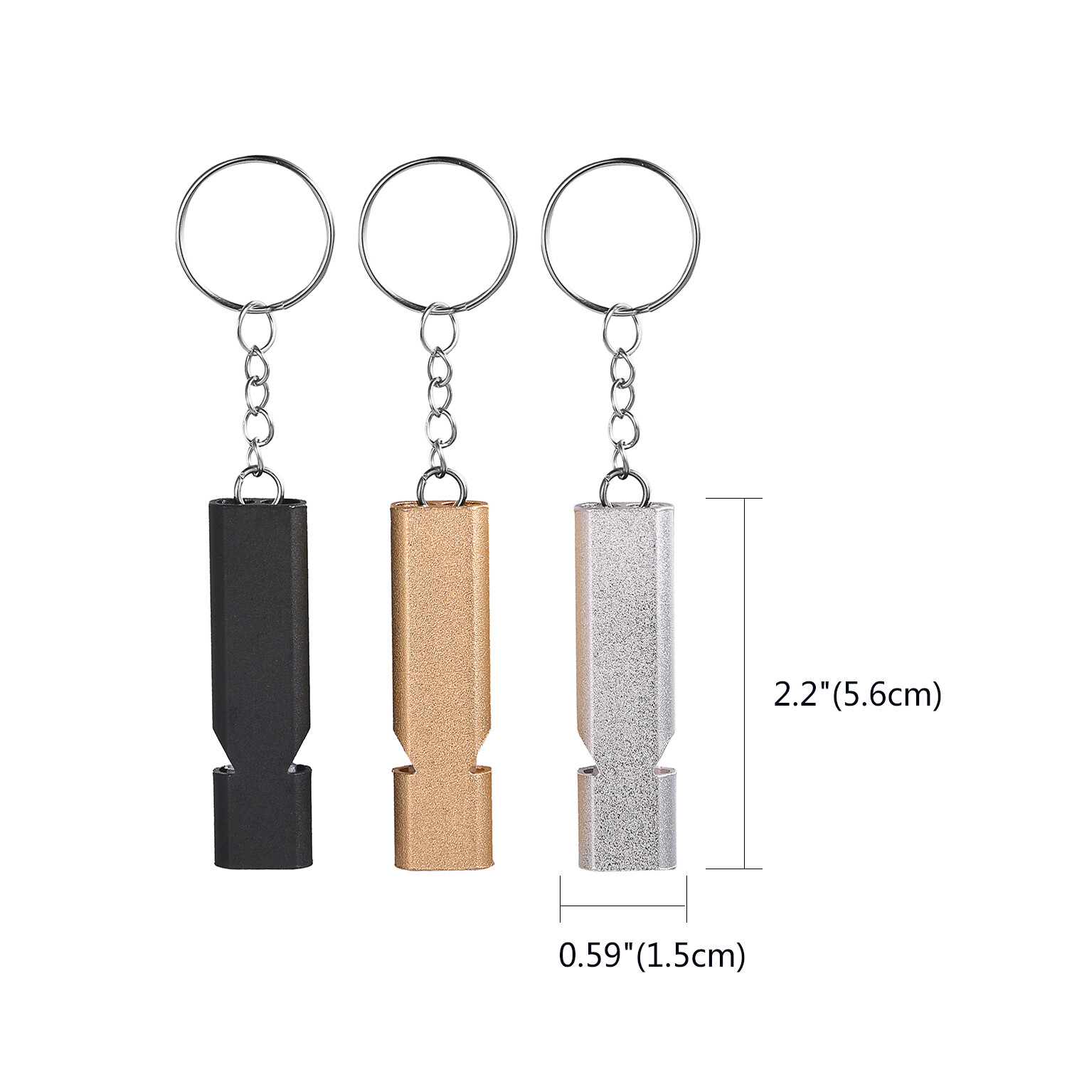 6pc Survival Emergency Double Tubes Whistles Keychain for Camping Hiking Outdoor