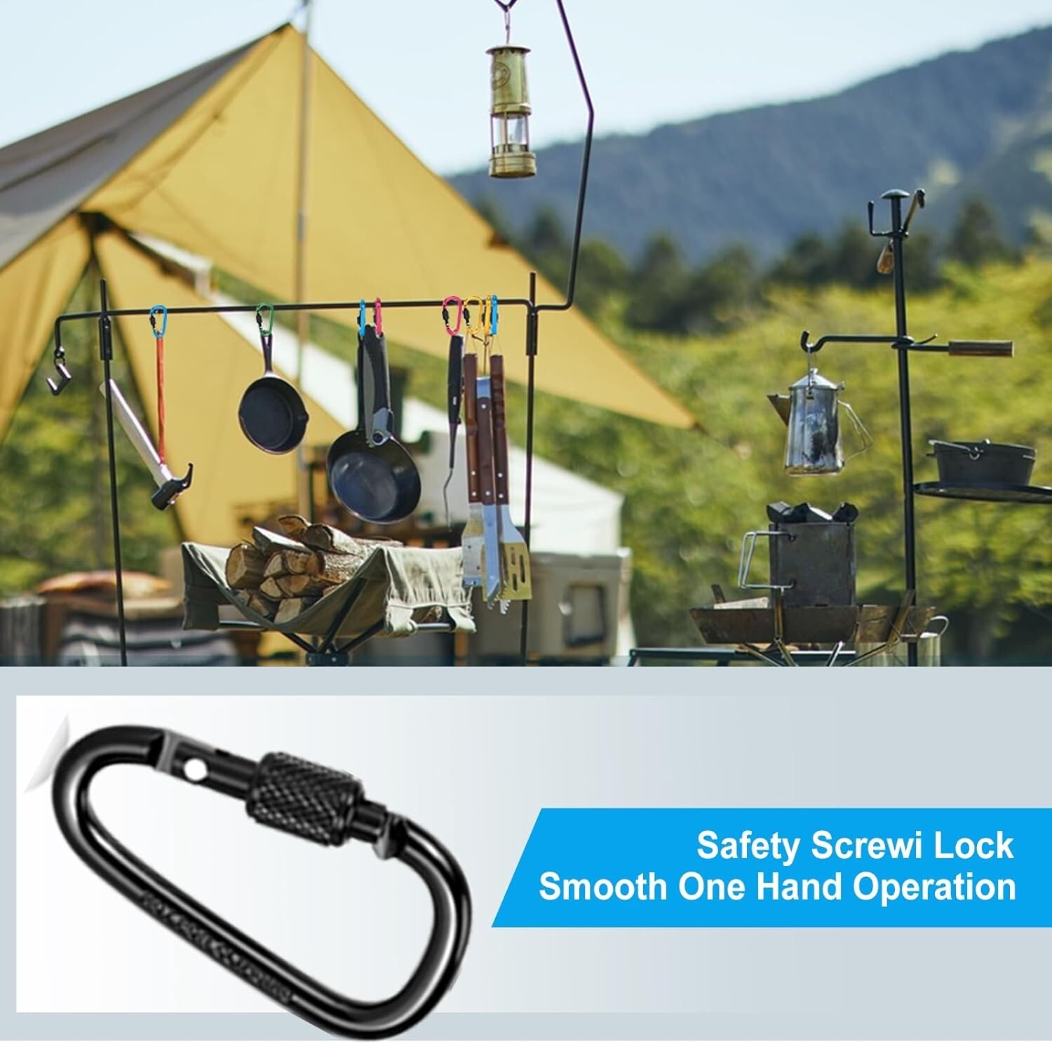 Camping power pack Aluminum D Ring Key Rings, Tree Hanger Gear(Bulk 3 Sets)
