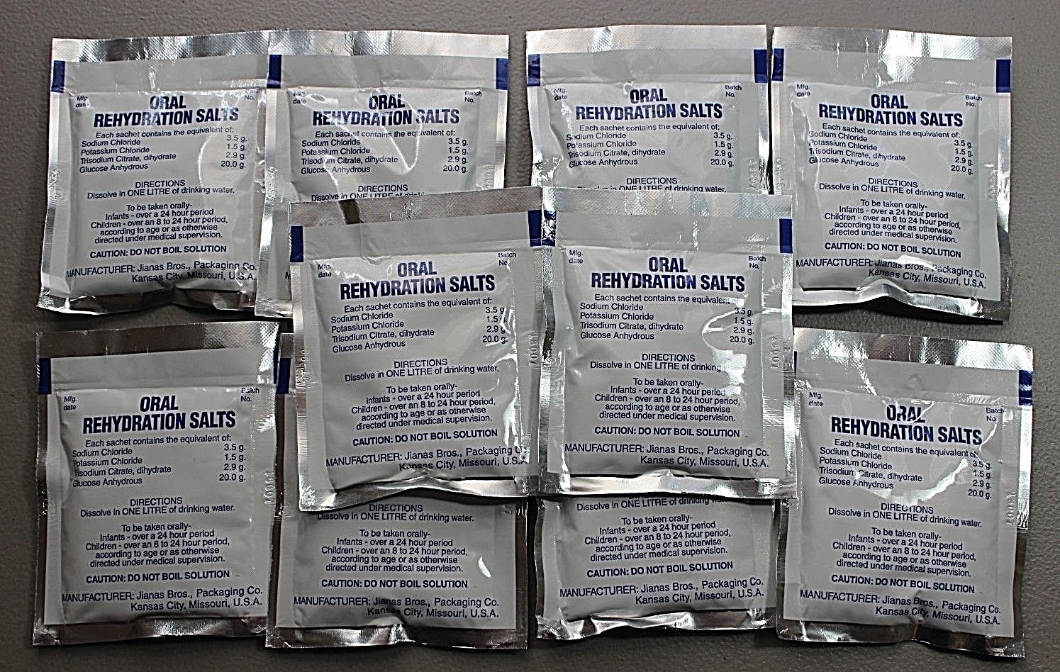 10 PACKS ORAL REHYDRATION SALTS JIANAS BROS Manufacturers Date 02-2025! ORS